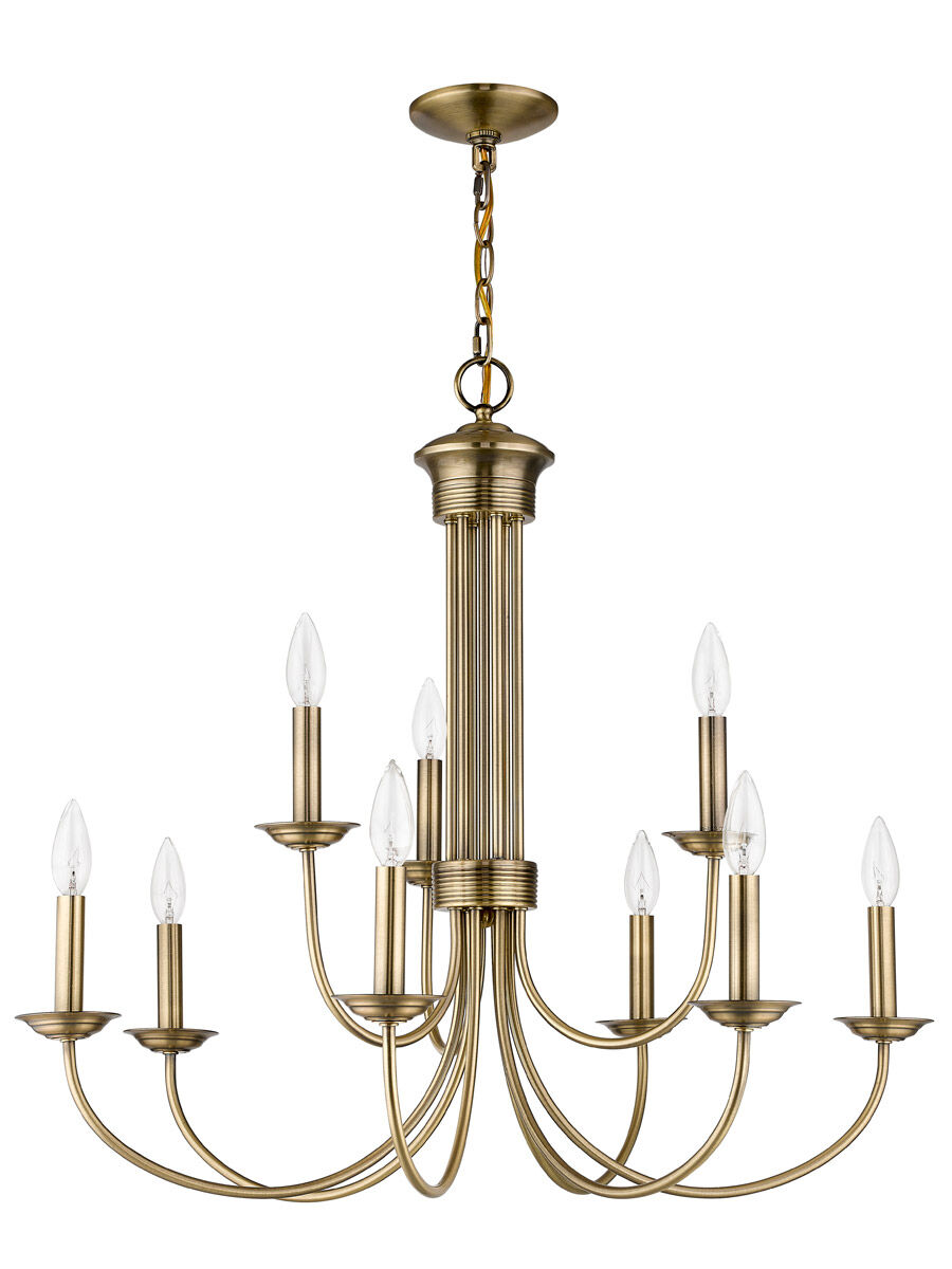 Estate 9 Light 30 inch Antique Brass Chandelier Ceiling Light