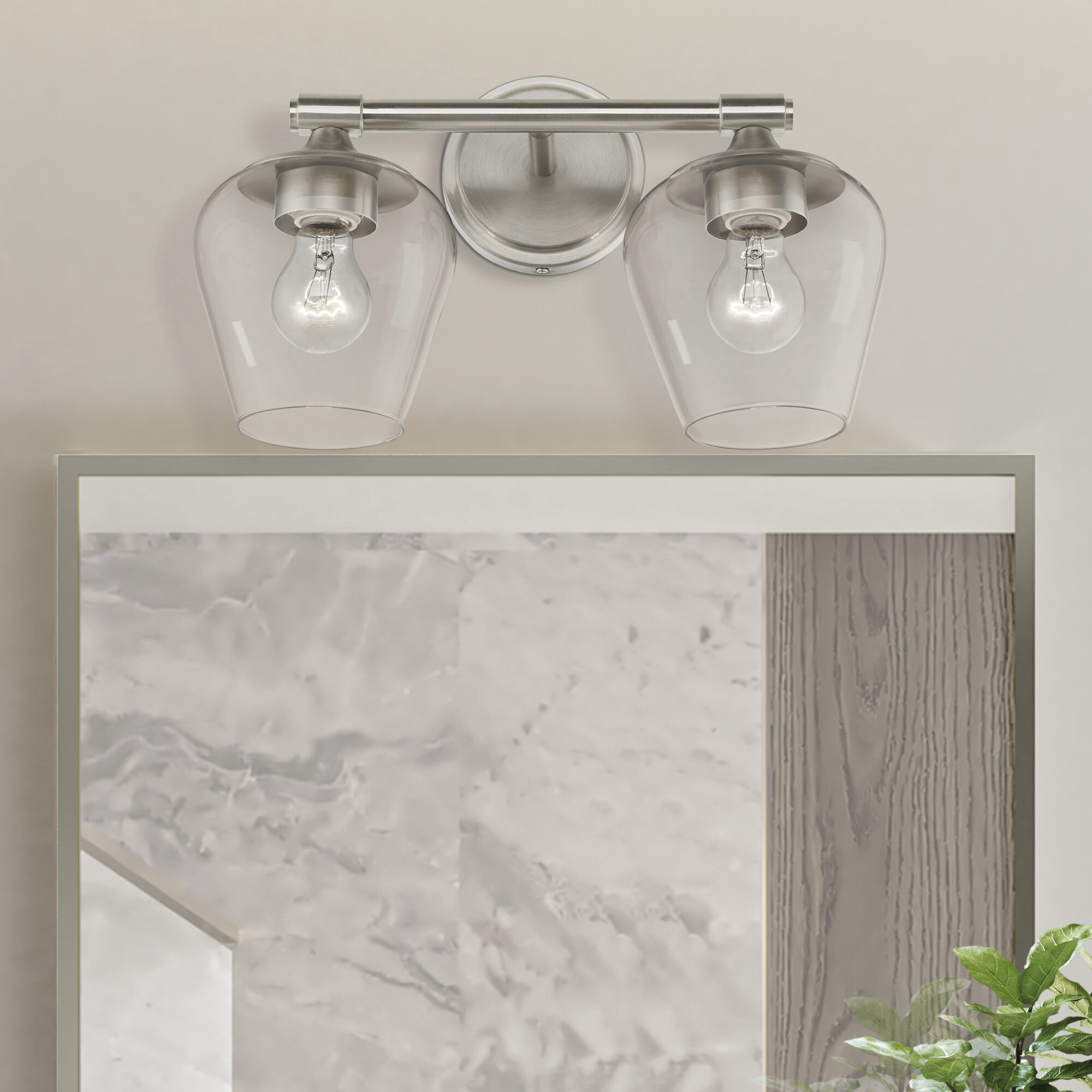 Willow 2 Light 15 inch Brushed Nickel Vanity Sconce Wall Light