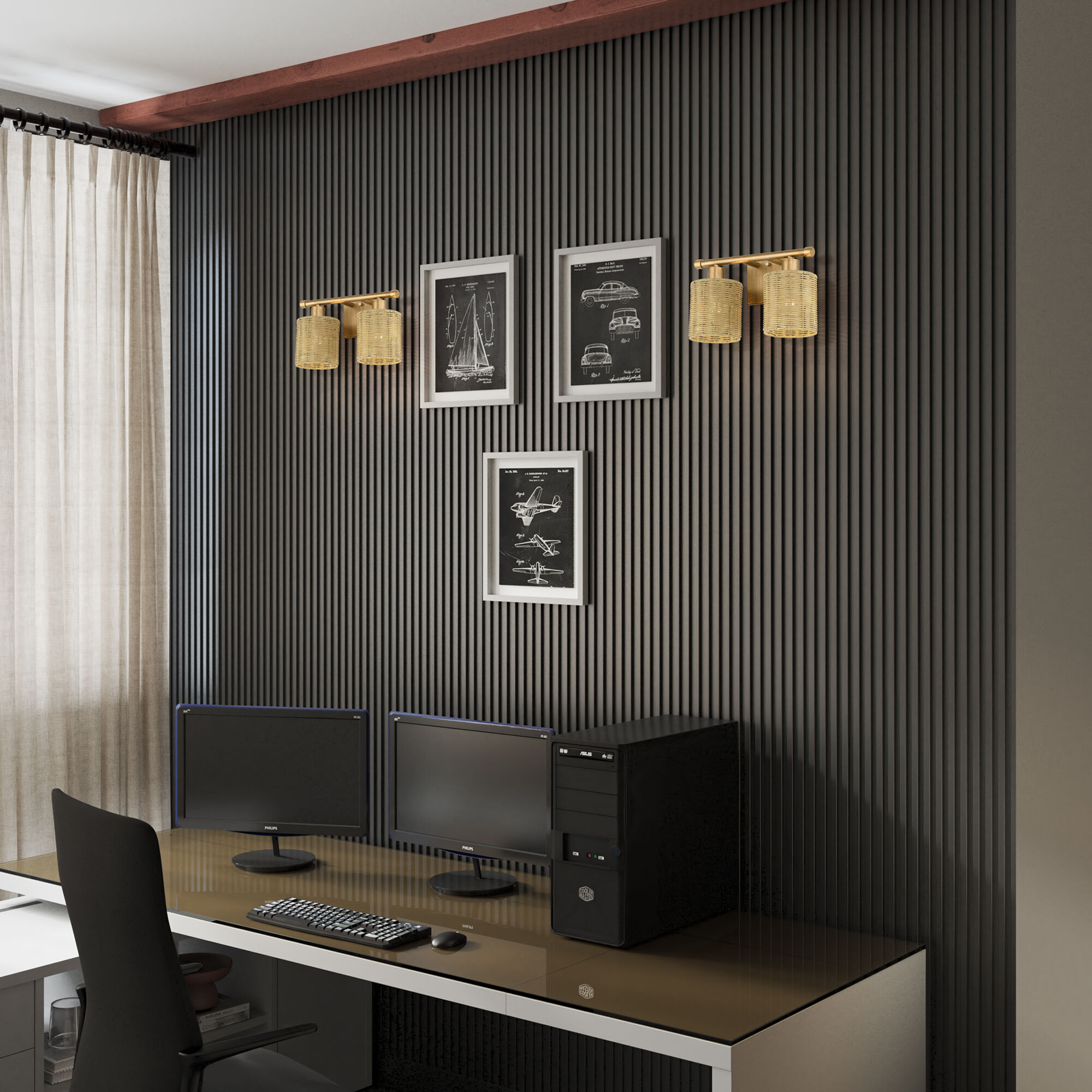 Weavington 2 Light 14 inch Antique Gold Leaf Vanity Wall Sconce Wall Light