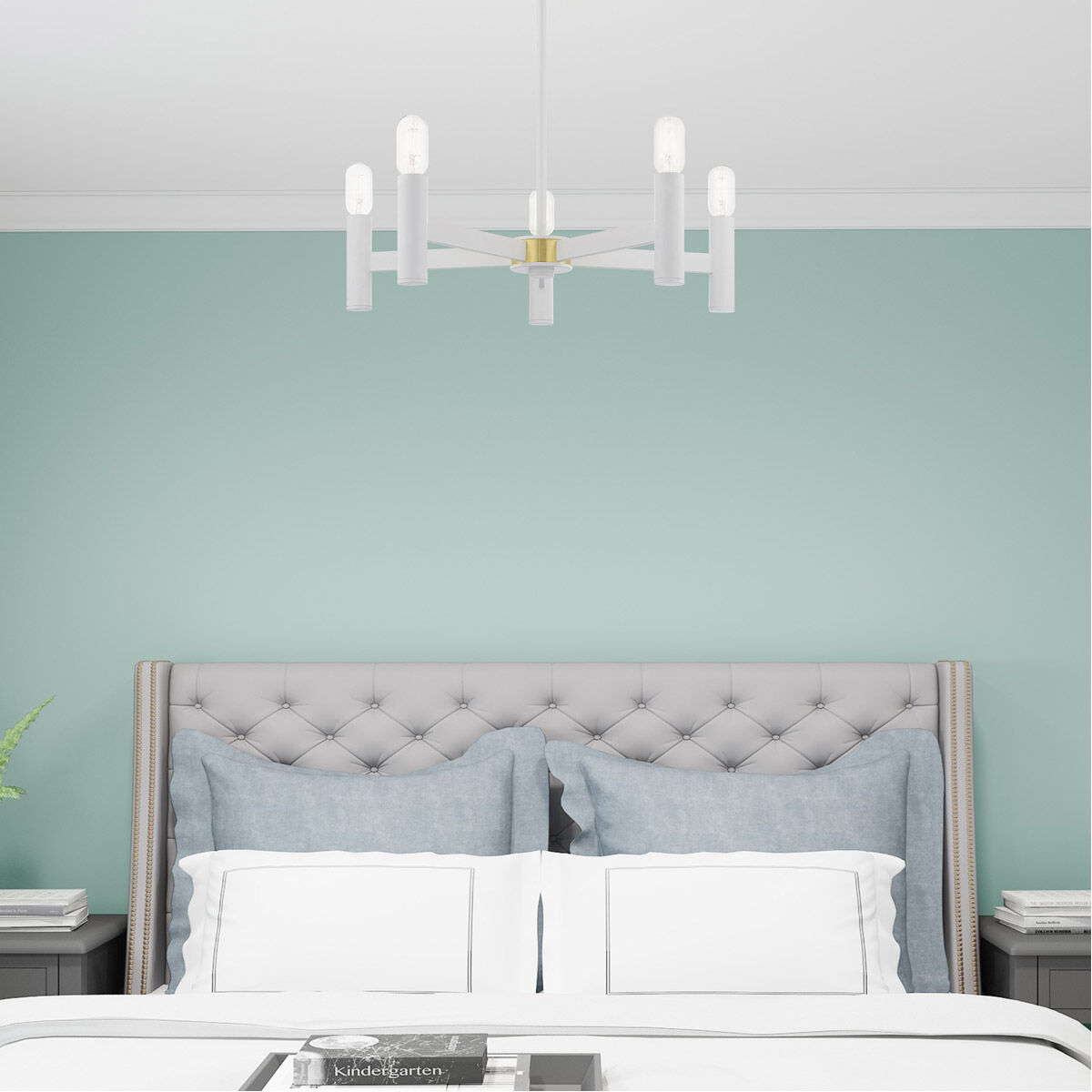 Copenhagen 5 Light 25 inch White Chandelier Ceiling Light