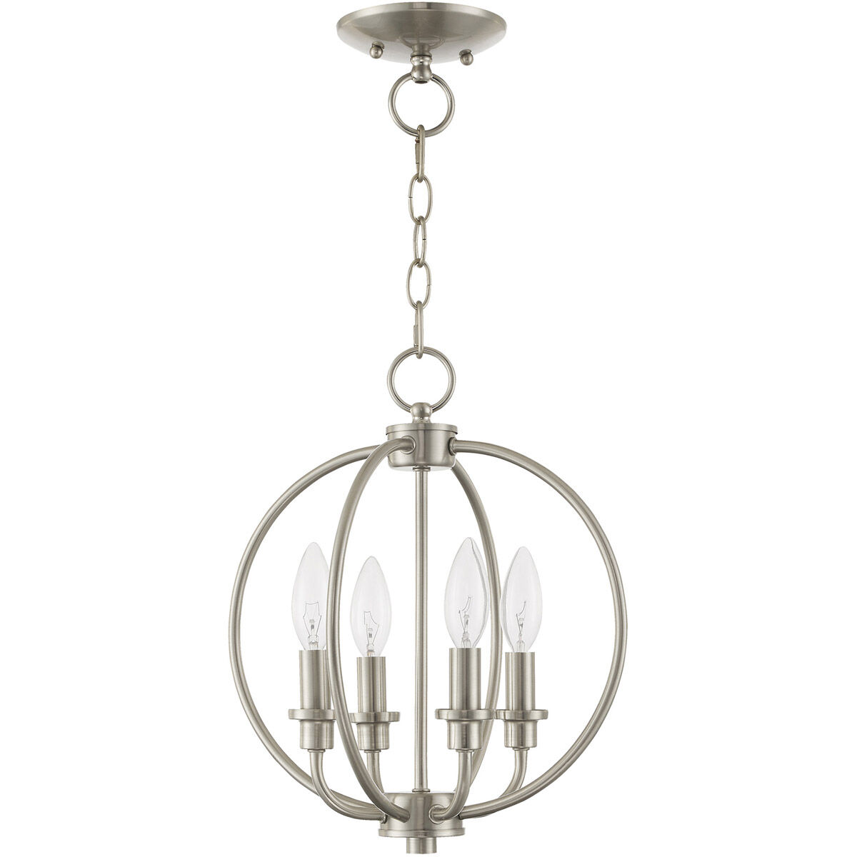 Milania 4 Light 13 inch Brushed Nickel Convertible Mini Chandelier/Ceiling Mount Ceiling Light