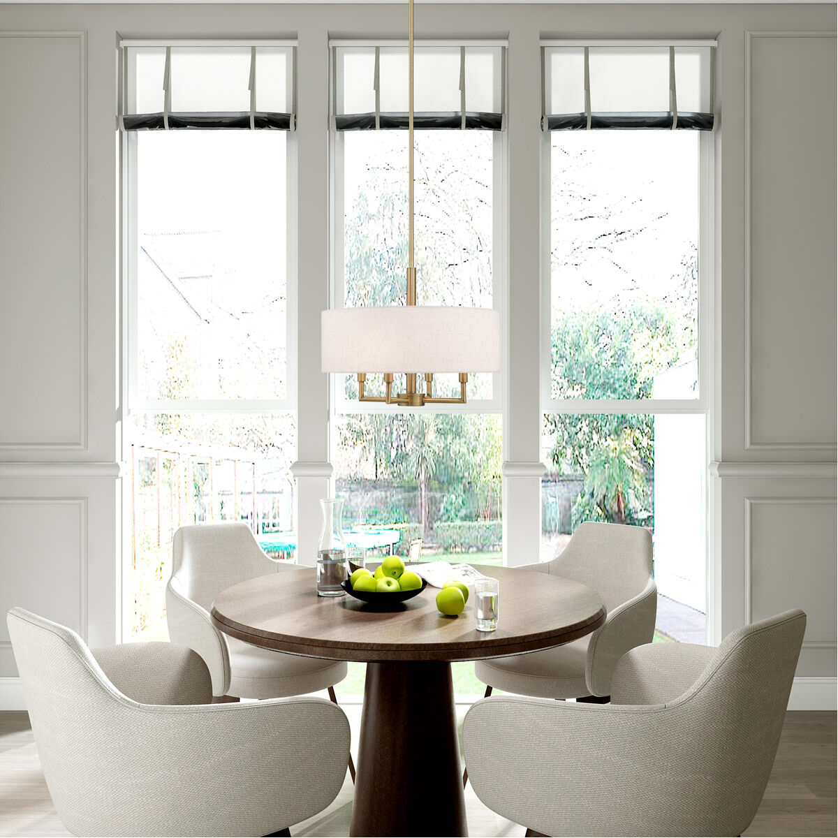 Meridian 4 Light 18 inch Antique Brass Pendant Chandelier Ceiling Light