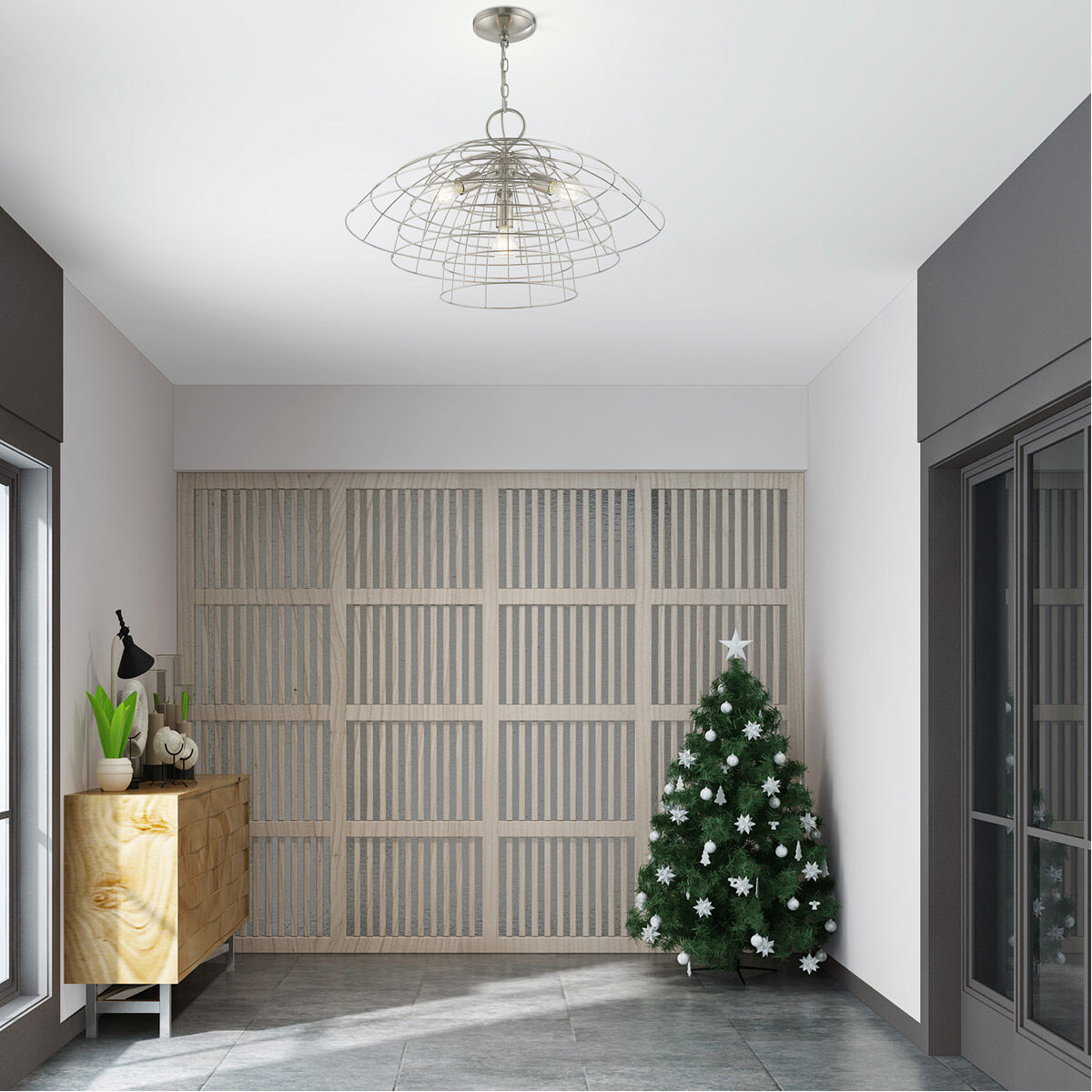 Brooklyn 4 Light 28 inch Brushed Nickel Chandelier Ceiling Light