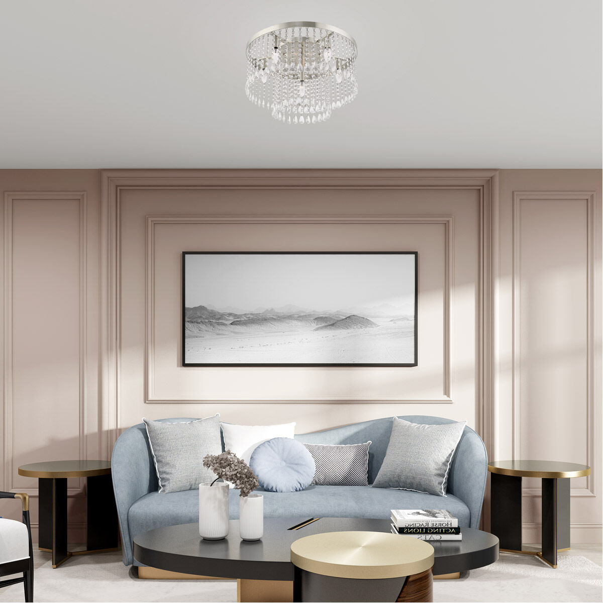 Elizabeth 6 Light 22 inch Brushed Nickel Flush Mount Ceiling Light