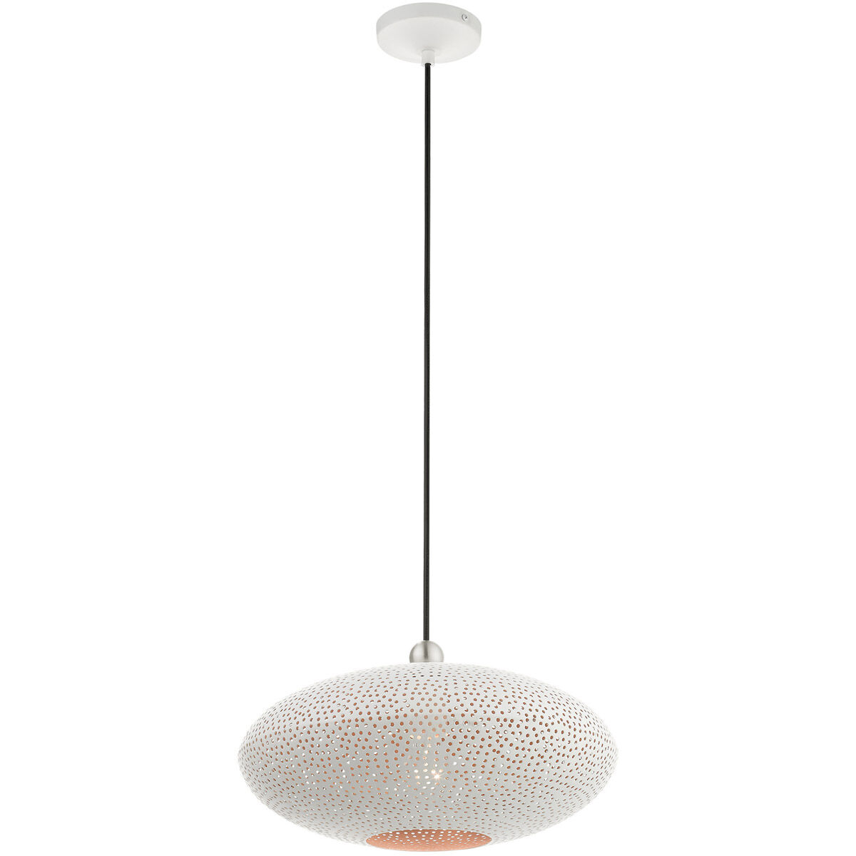 Dublin 1 Light 16 inch White with Brushed Nickel Accents Pendant Ceiling Light
