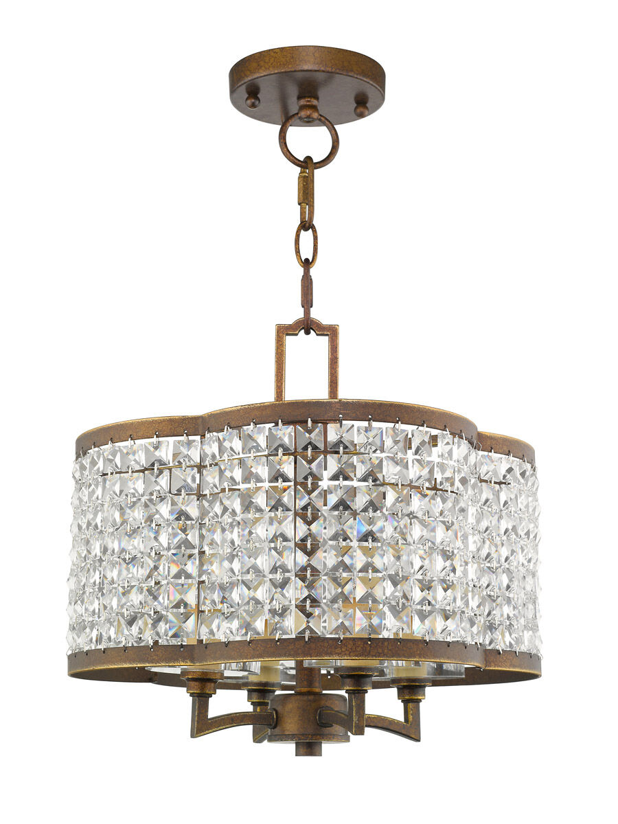 Grammercy 4 Light 14 inch Hand Painted Palacial Bronze Convertible Mini Chandelier/Ceiling Mount Ceiling Light
