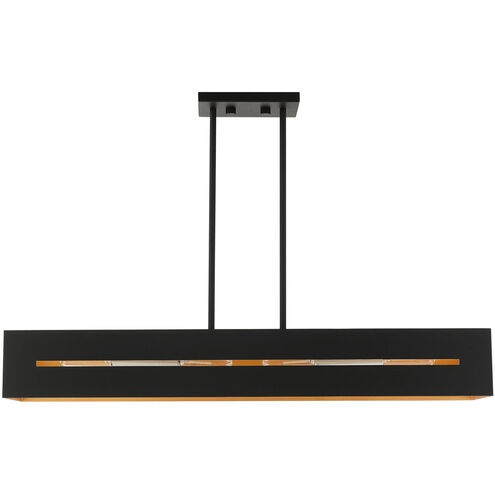 Soma 4 Light 36 inch Textured Black with Brushed Nickel Accents Linear Chandelier Ceiling Light