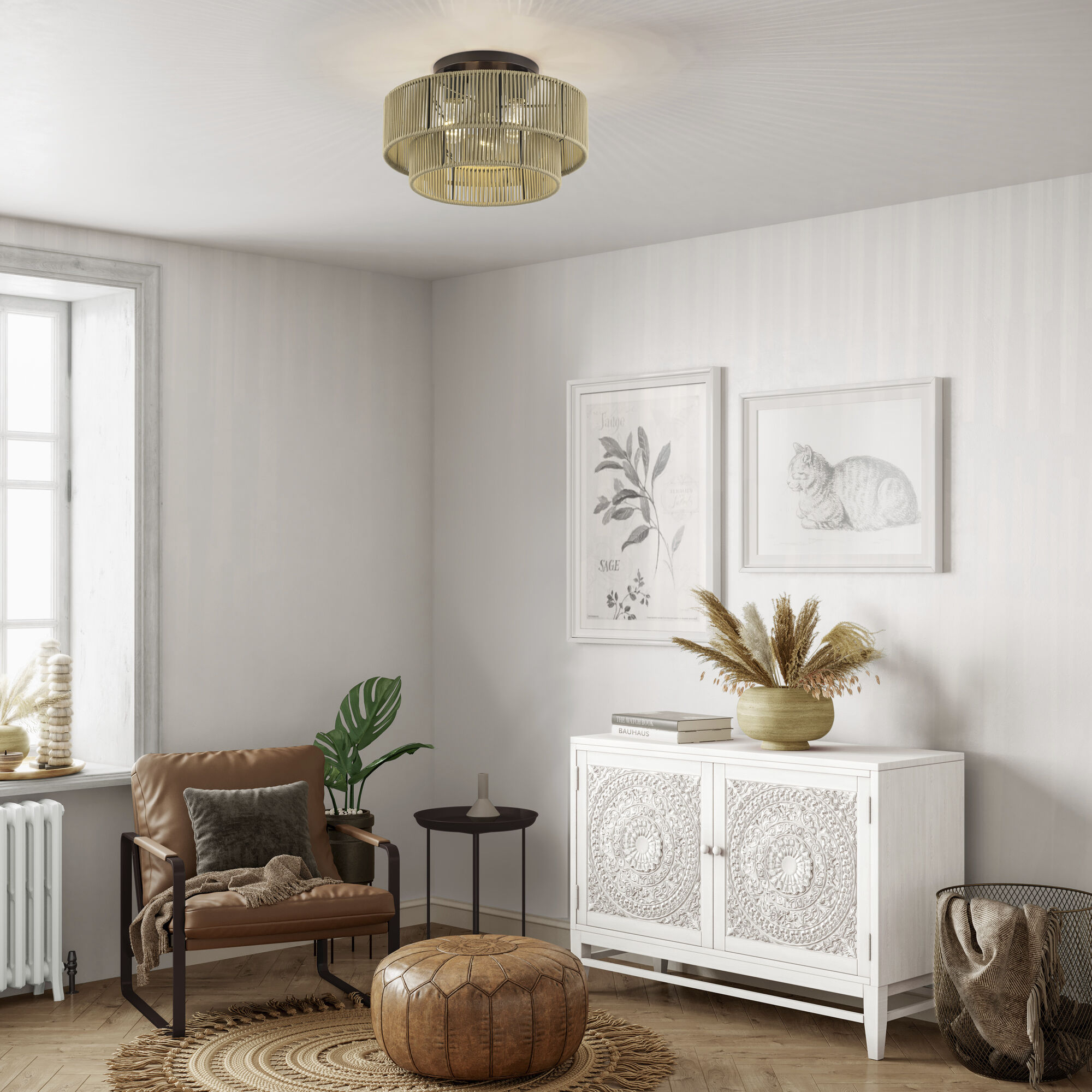 Acordia 3 Light 15 inch English Bronze Semi Flush Mount Ceiling Light, Large