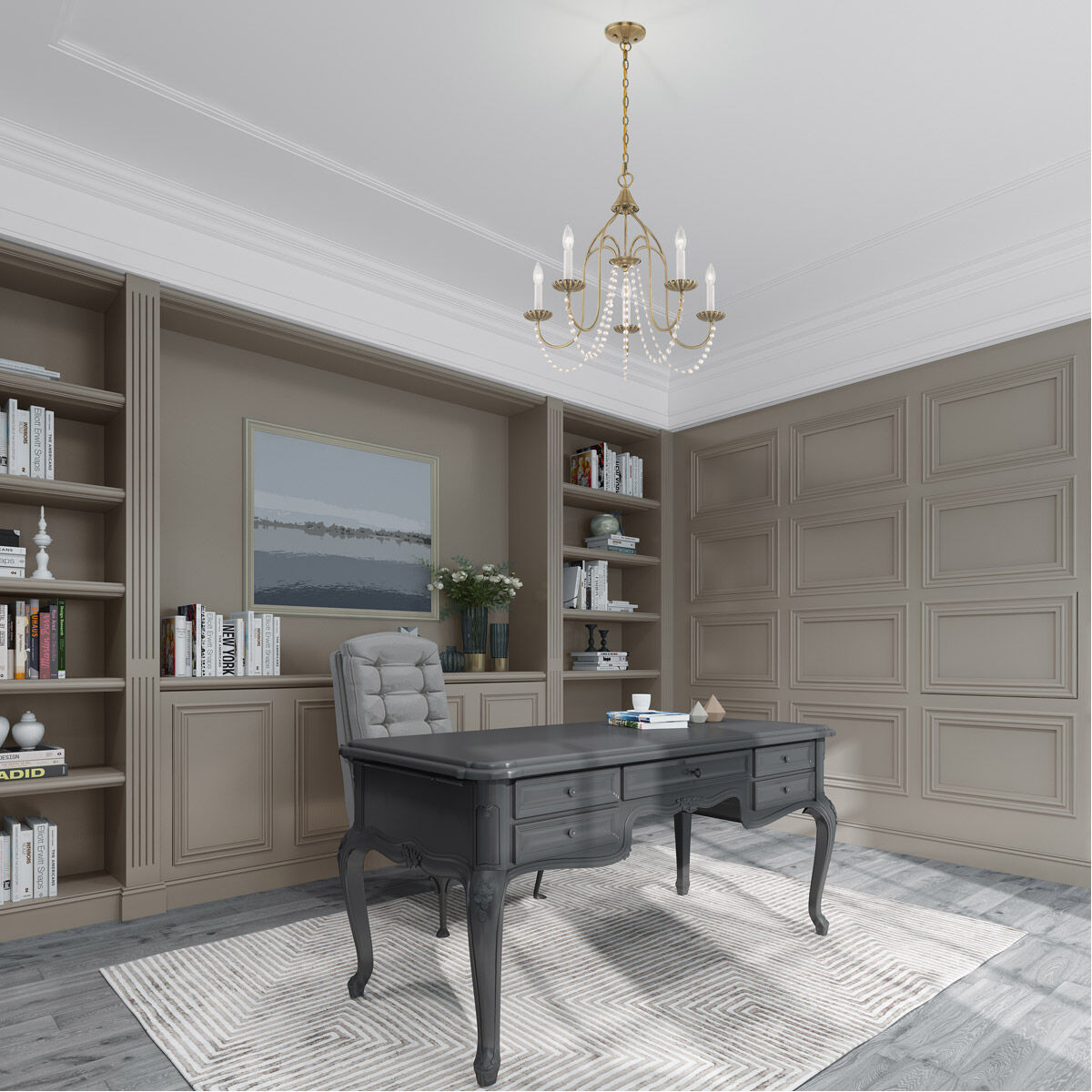 Alessia 5 Light 24 inch Antique Brass Chandelier Ceiling Light