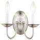 Home Basics 2 Light 10 inch Brushed Nickel Wall Sconce Wall Light
