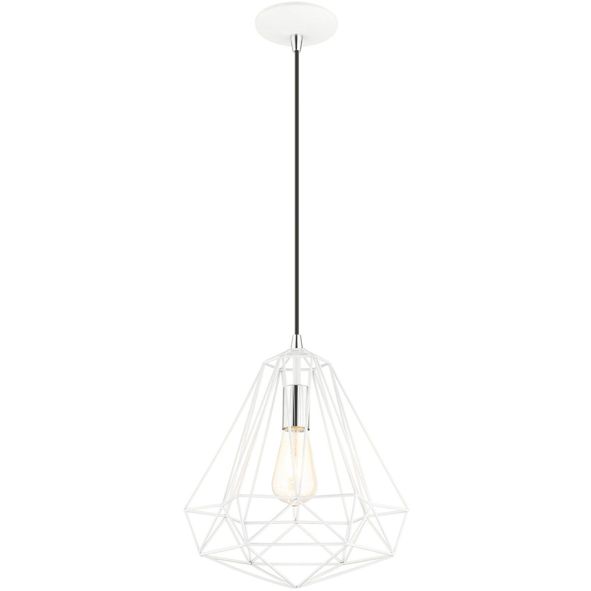 Geometric 1 Light 12 inch Shiny White Pendant Ceiling Light