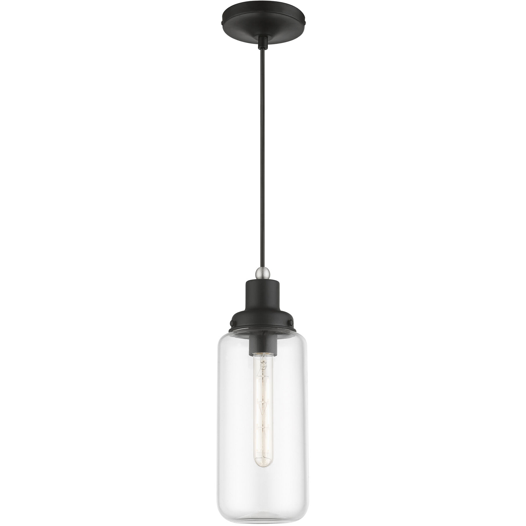 Oakhurst 1 Light 5 inch Black with Brushed Nickel Accent Mini Pendant Ceiling Light