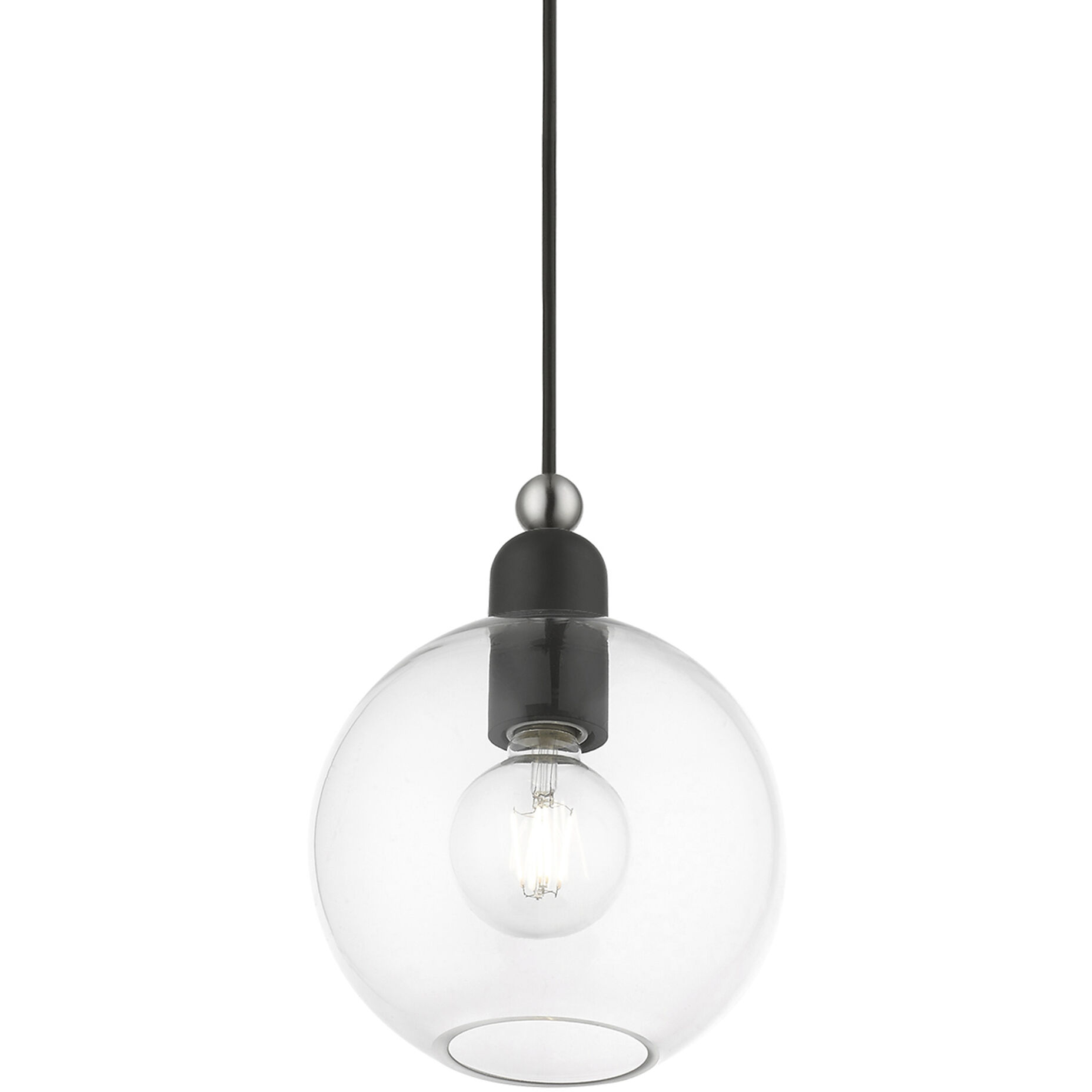 Downtown 1 Light 8 inch Black with Brushed Nickel Accents Pendant Ceiling Light, Sphere