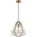 Geometric 1 Light 12 inch Antique Brass Mini Pendant Ceiling Light