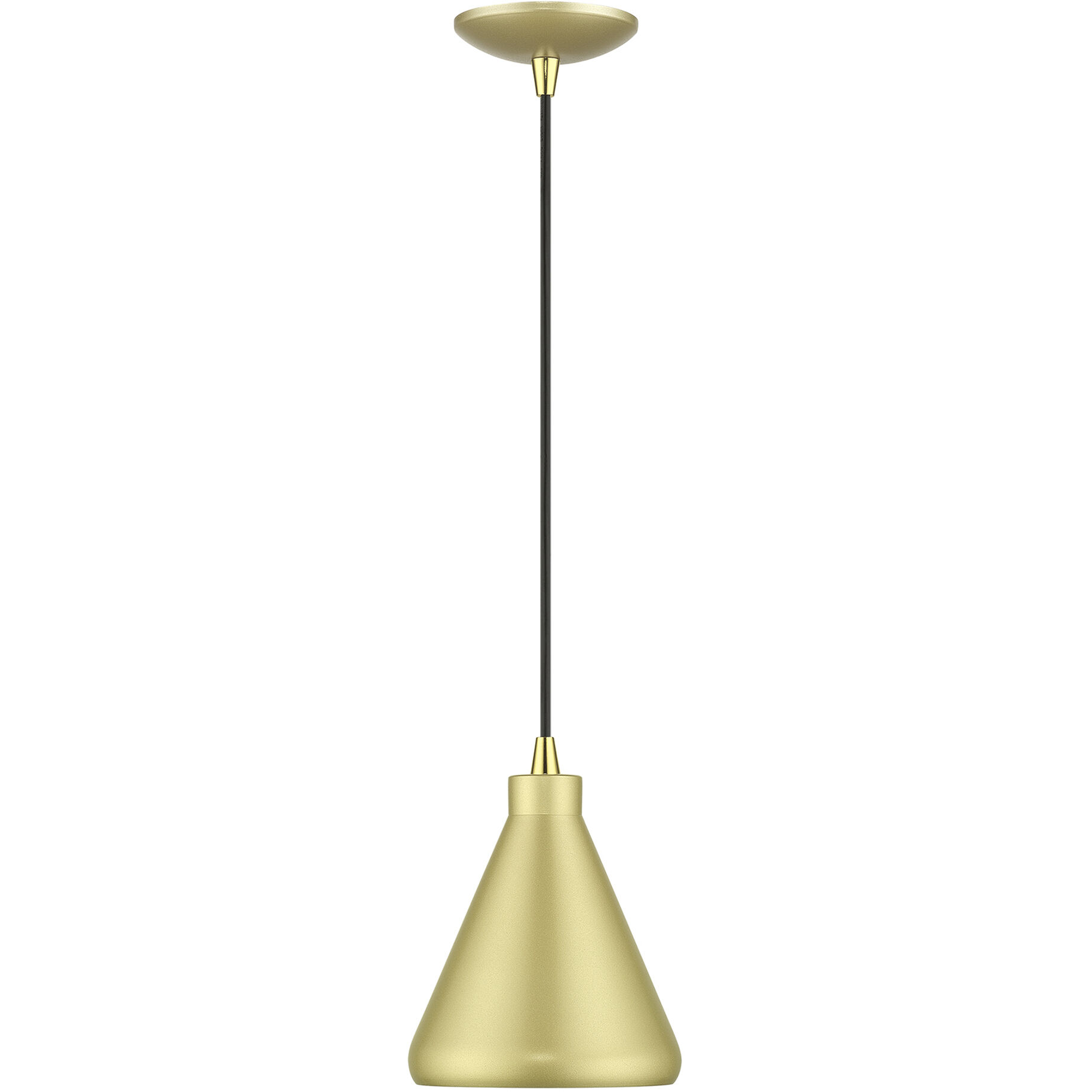 Geneva 1 Light 7 inch Soft Gold with Polished Brass Accents Mini Pendant Ceiling Light
