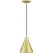 Geneva 1 Light 7 inch Soft Gold with Polished Brass Accents Mini Pendant Ceiling Light