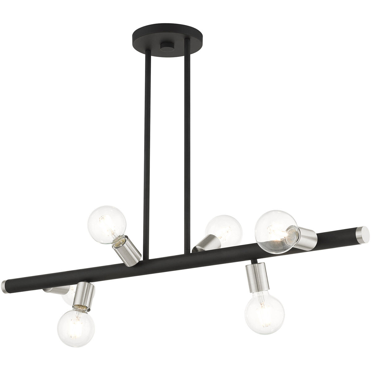 Bannister 6 Light 37 inch Black Linear Chandelier Ceiling Light