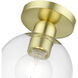 Downtown 1 Light 7 inch Satin Brass Semi-Flush Ceiling Light, Sphere