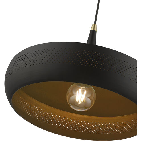 Banbury 1 Light 17 inch Black with Antique Brass Accents Pendant Ceiling Light