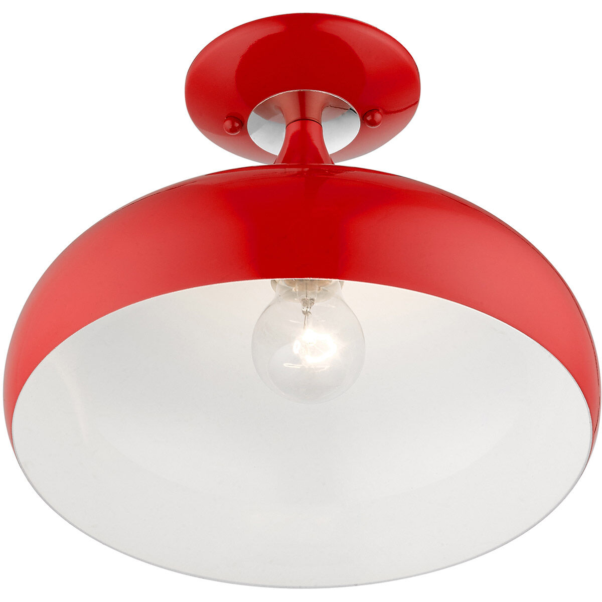 Amador 1 Light 12 inch Shiny Red with Polished Chrome Accents Semi-Flush Mount Ceiling Light