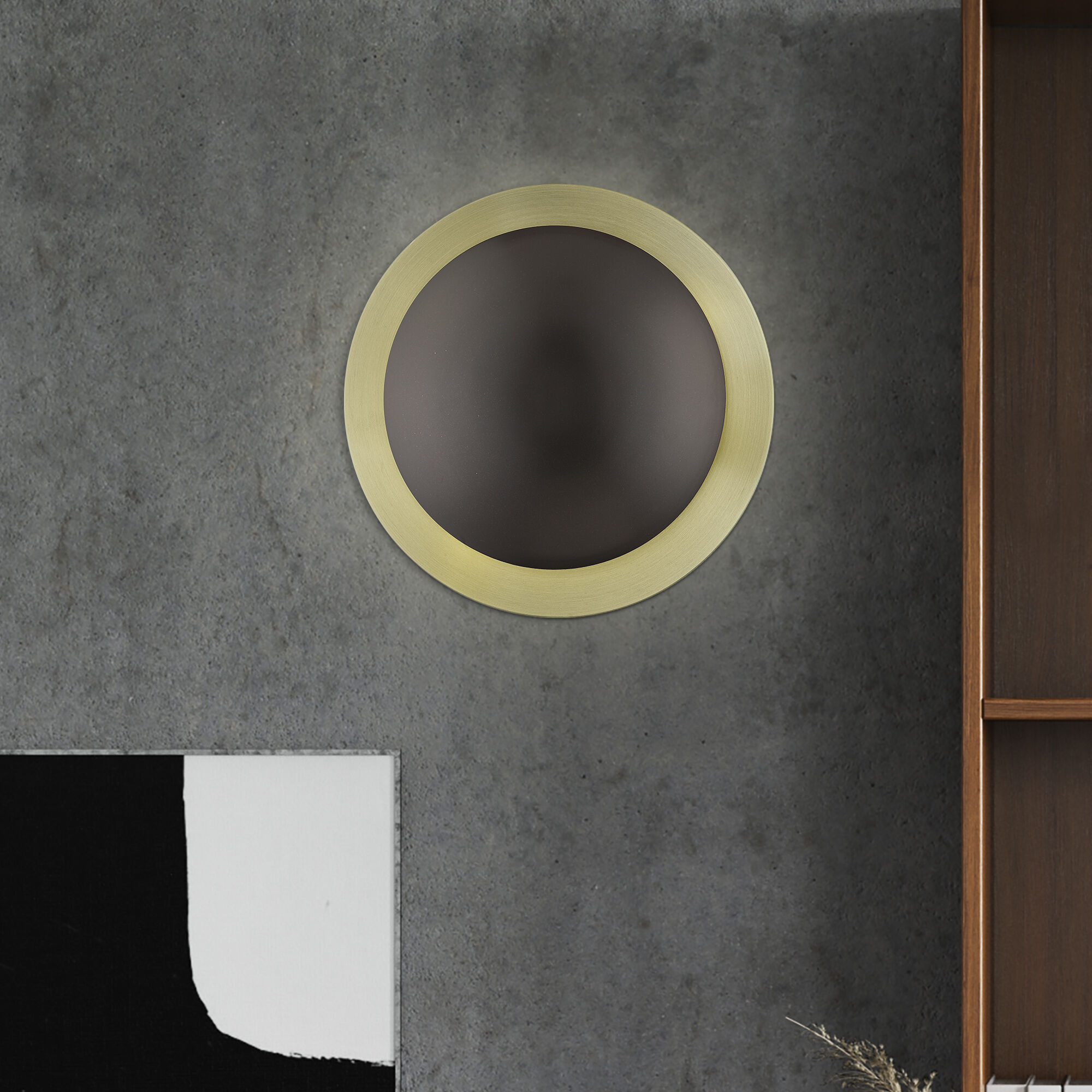 Ventura 2 Light 11 inch English Bronze with Antique Brass Reflector Semi-Flush/Wall Sconce Ceiling Light, Medium