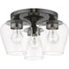 Willow 3 Light 13 inch Black Chrome Flush Mount Ceiling Light