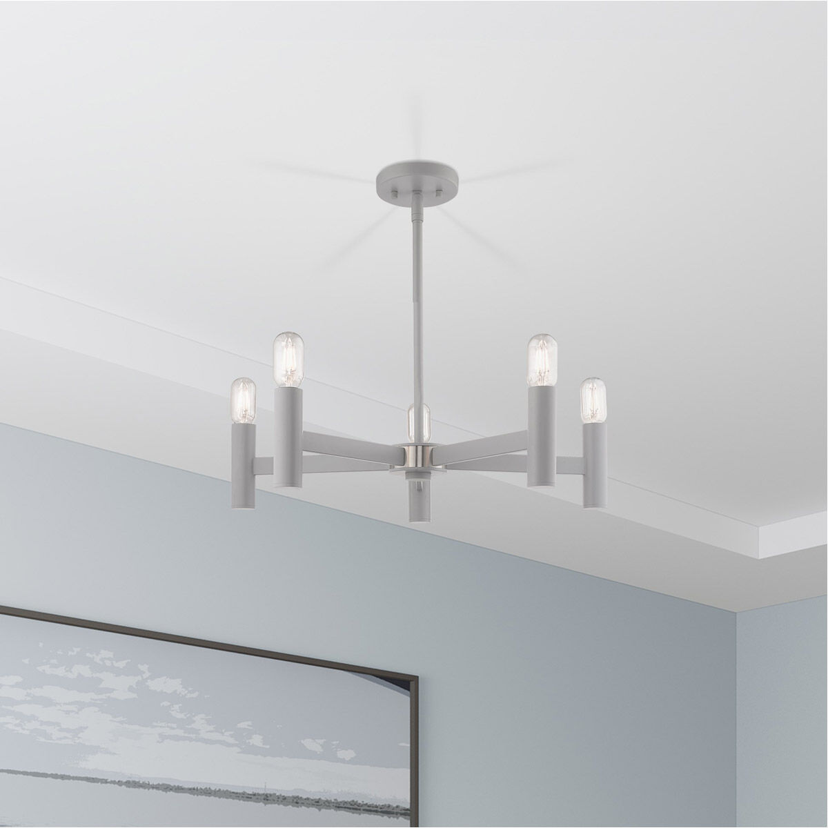 Copenhagen 5 Light 25 inch Nordic Gray Chandelier Ceiling Light