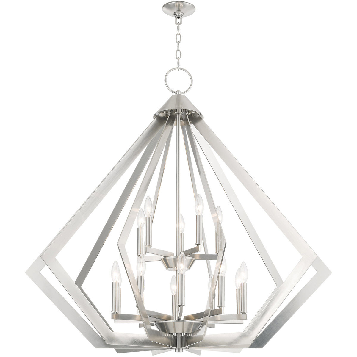 Livex 40928-91 Prism 15 Light 42 inch Brushed Nickel Foyer
