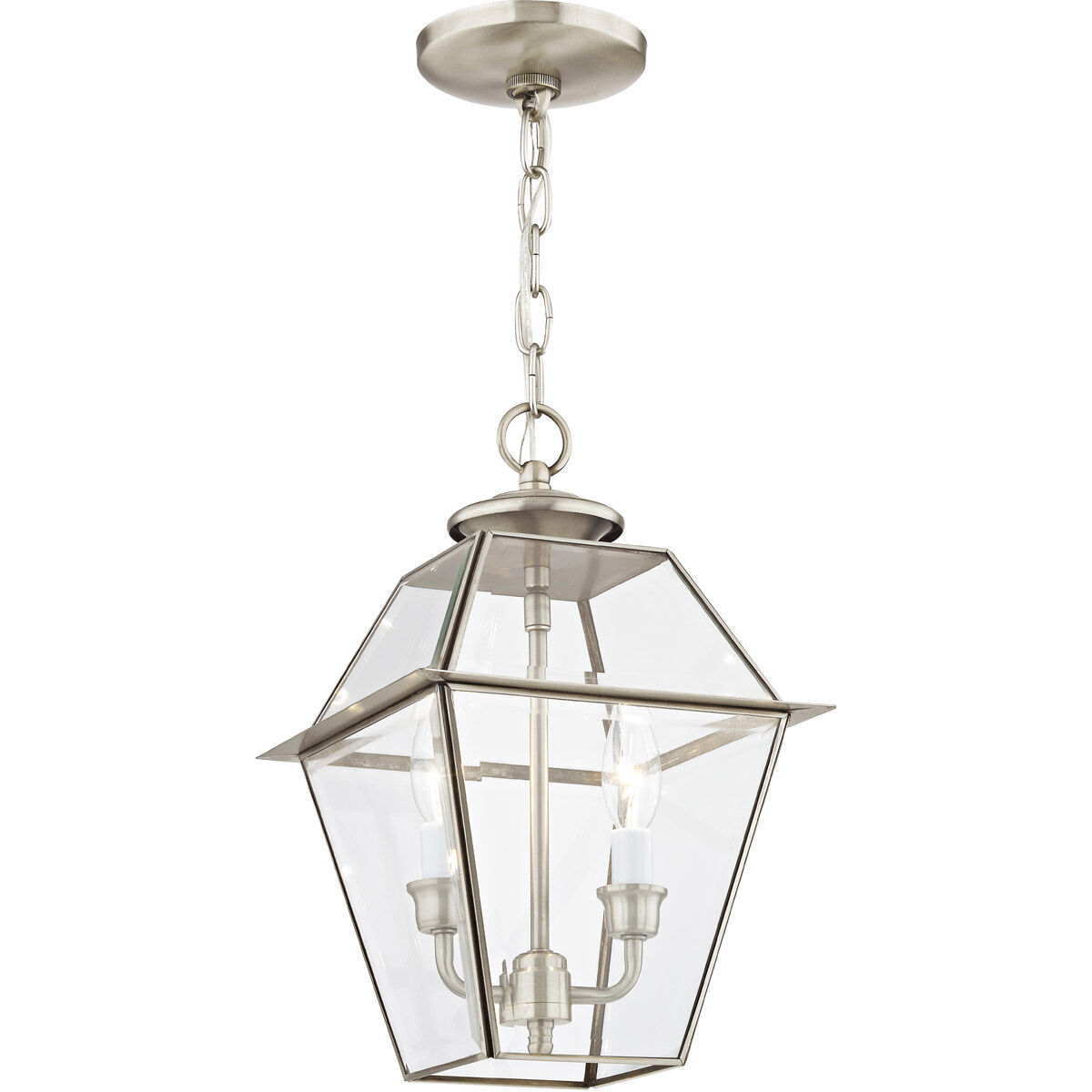 Westover 2 Light 9 inch Brushed Nickel Outdoor Pendant Lantern