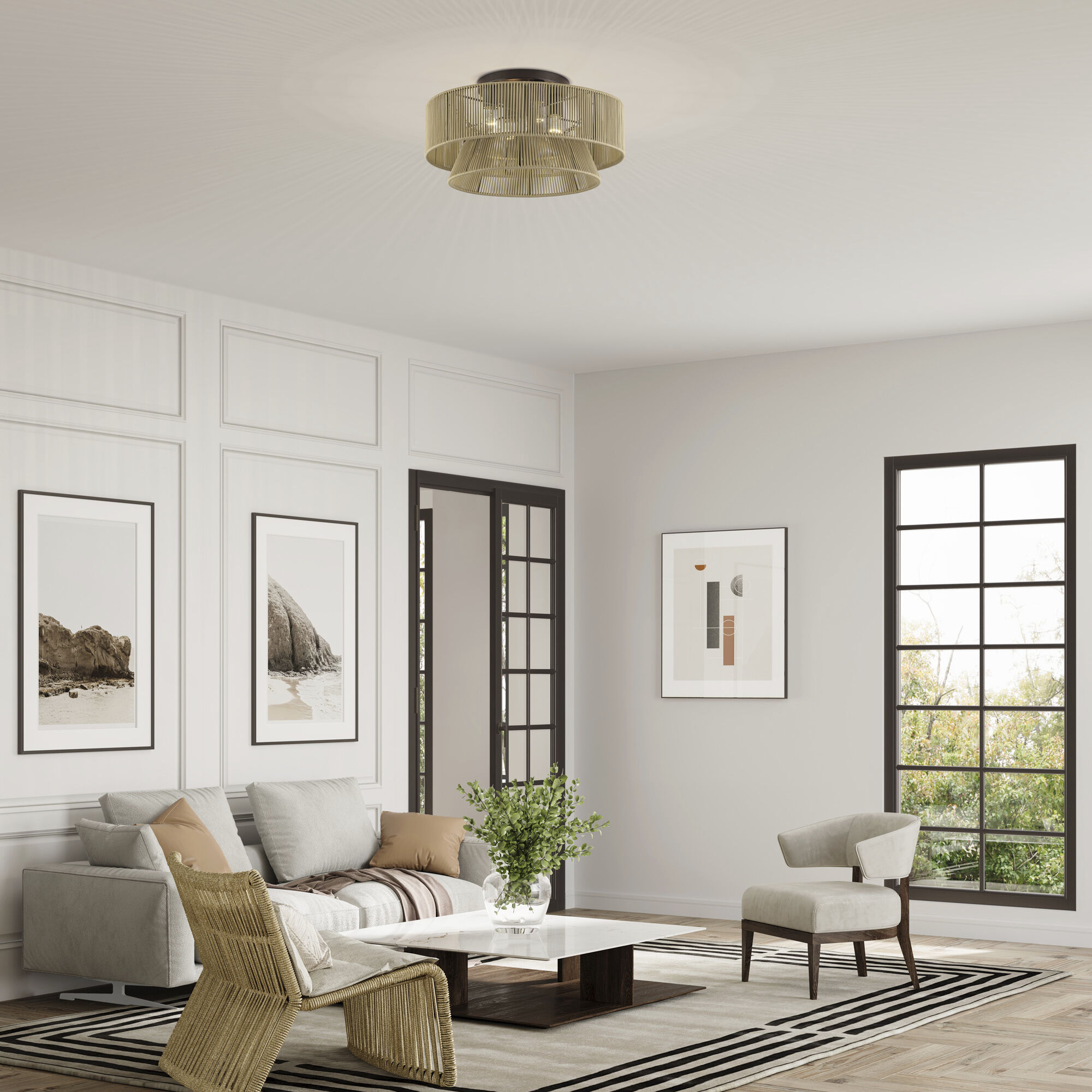 Florell 4 Light 21 inch English Bronze Semi Flush Mount Ceiling Light, Extra Large