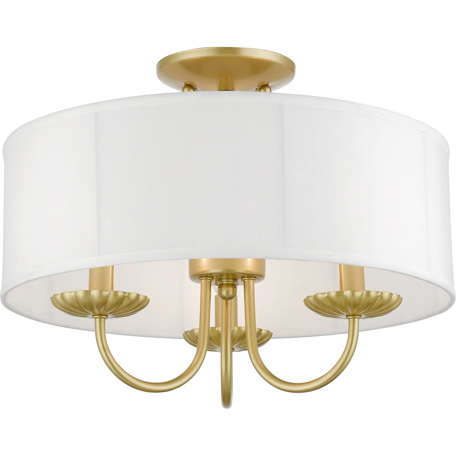 Brookdale 3 Light 16 inch Soft Gold Semi-Flush Mount Ceiling Light