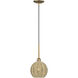 Summervine 1 Light 8 inch Antique Gold Leaf Mini Globe Pendant Ceiling Light, Mini Globe