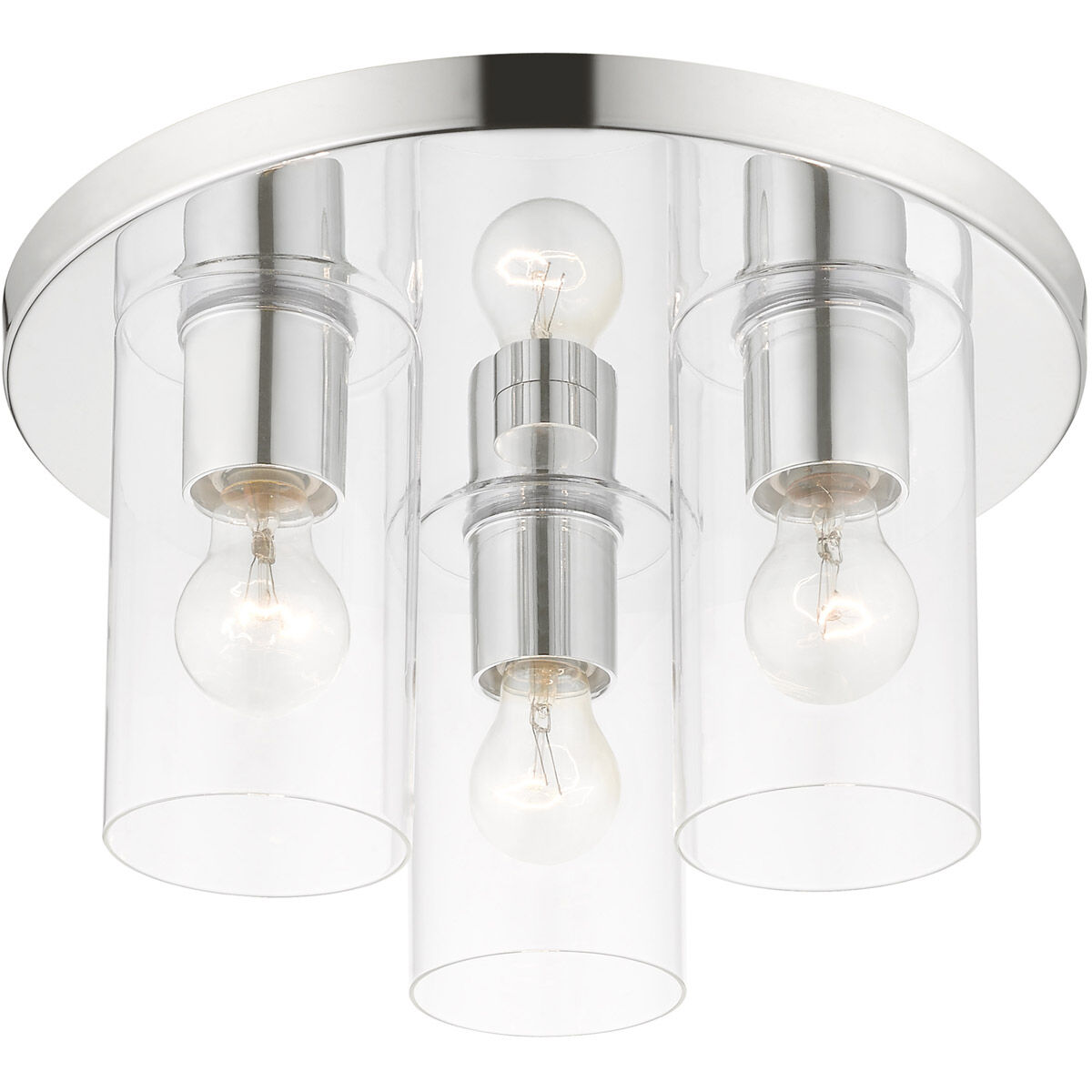 Zurich 3 Light 14 inch Polished Chrome Flush Mount Ceiling Light