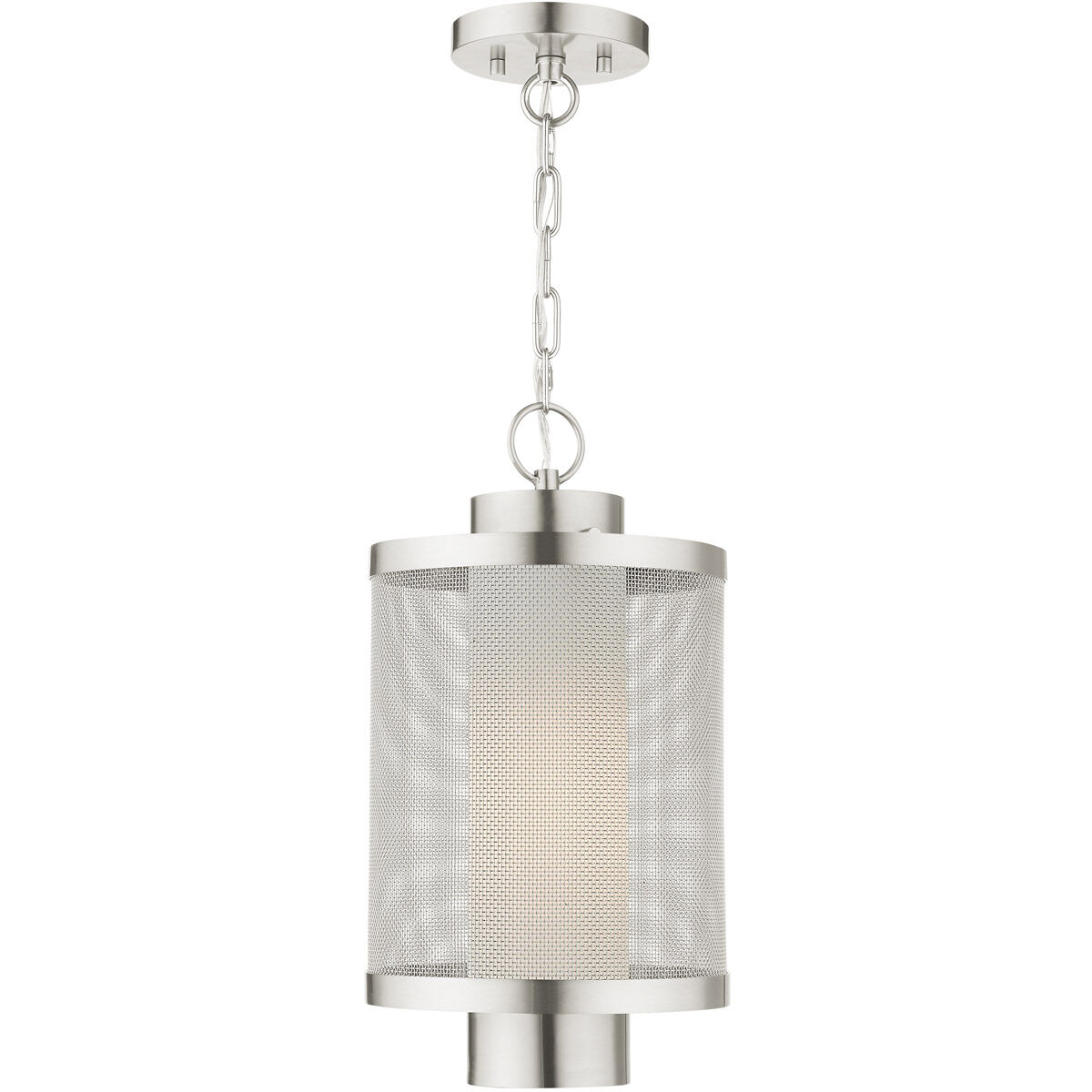 Nottingham 1 Light 9 inch Brushed Nickel Outdoor Pendant Lantern