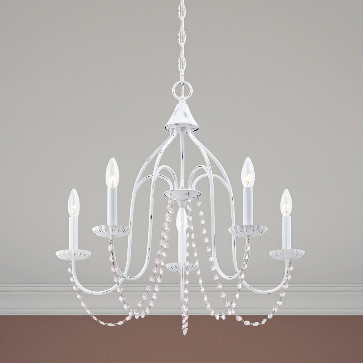 Alessia 5 Light 24 inch Antique White Chandelier Ceiling Light