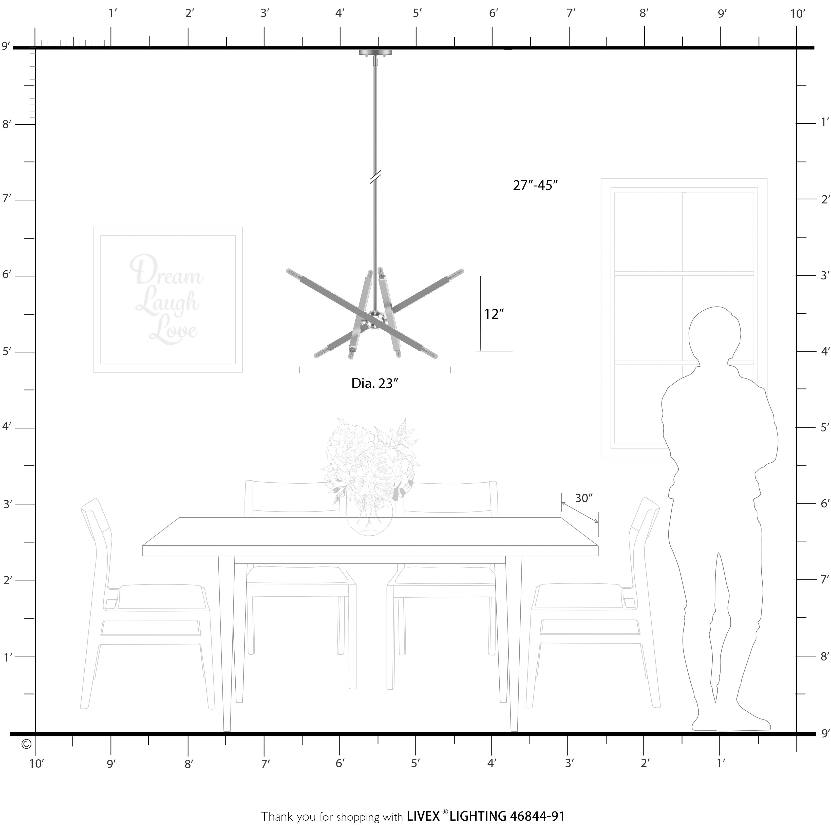 Monaco 8 Light 23 inch Brushed Nickel with Black Chrome Finish Accent Chandelier Ceiling Light