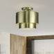 Zolana 2 Light 12 inch Antique Brass Medium Semi-Flush Ceiling Light, Medium