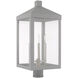 Nyack 3 Light 24 inch Nordic Gray with Brushed Nickel Finish Candles Large Outdoor Post Top Lantern