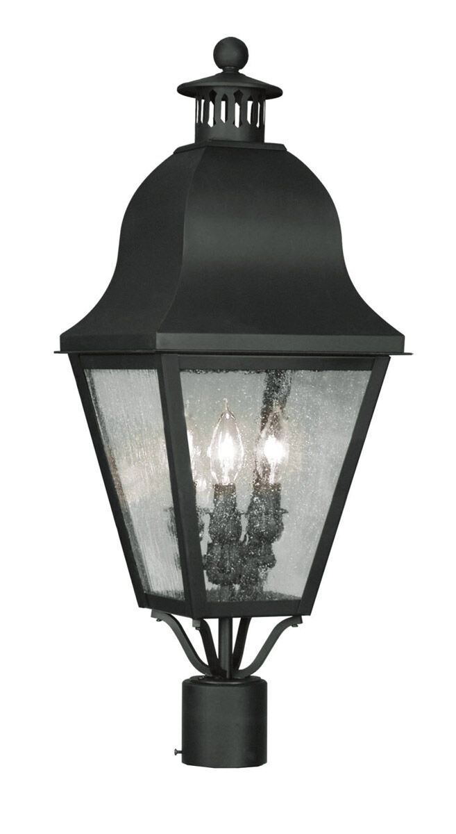 Amwell 3 Light 28 inch Black Outdoor Post Top Lantern