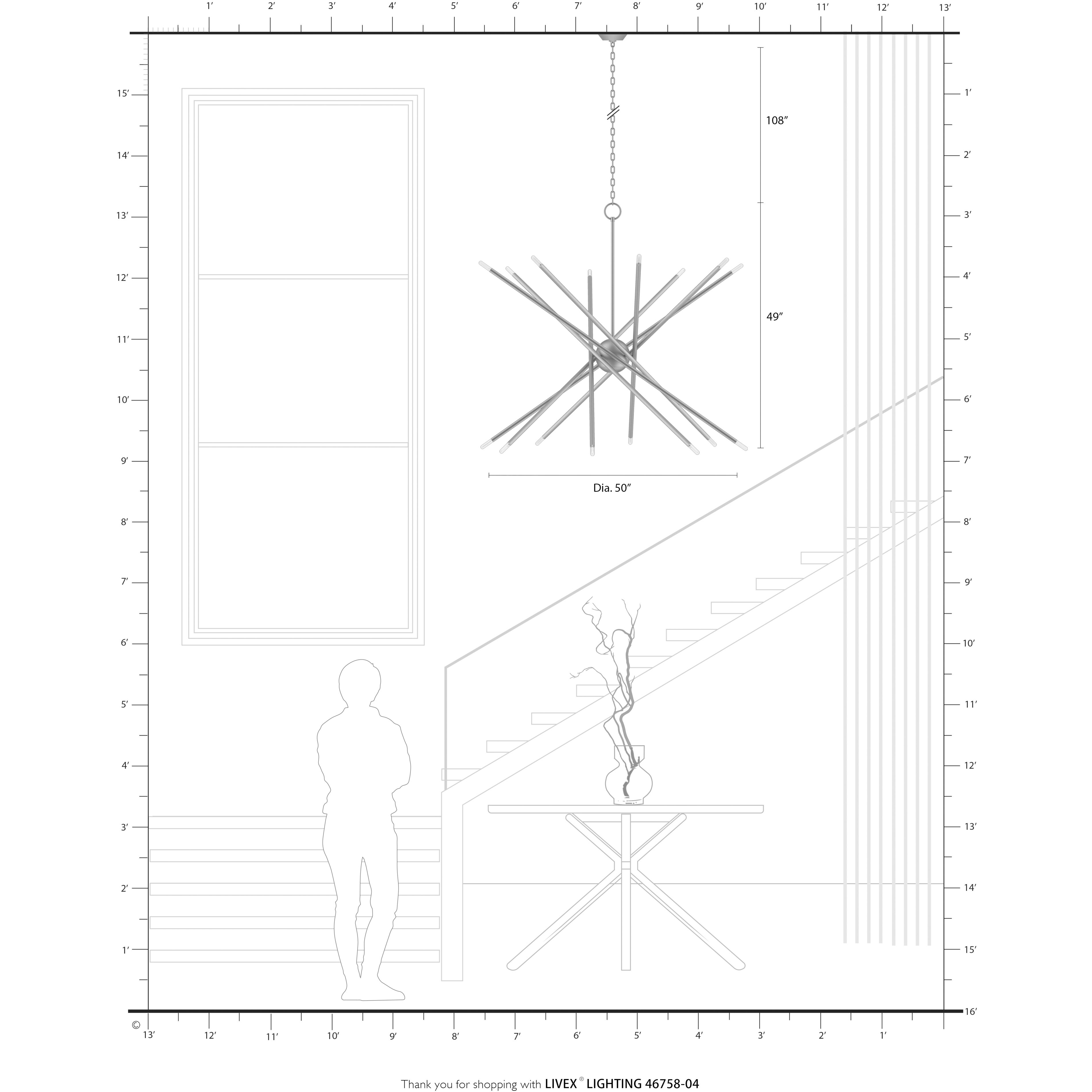 Soho 16 Light 50 inch Black Foyer Chandelier Ceiling Light