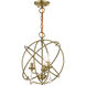 Aria 3 Light 16 inch Antique Brass Convertible Chandelier / Semi Flush Ceiling Light