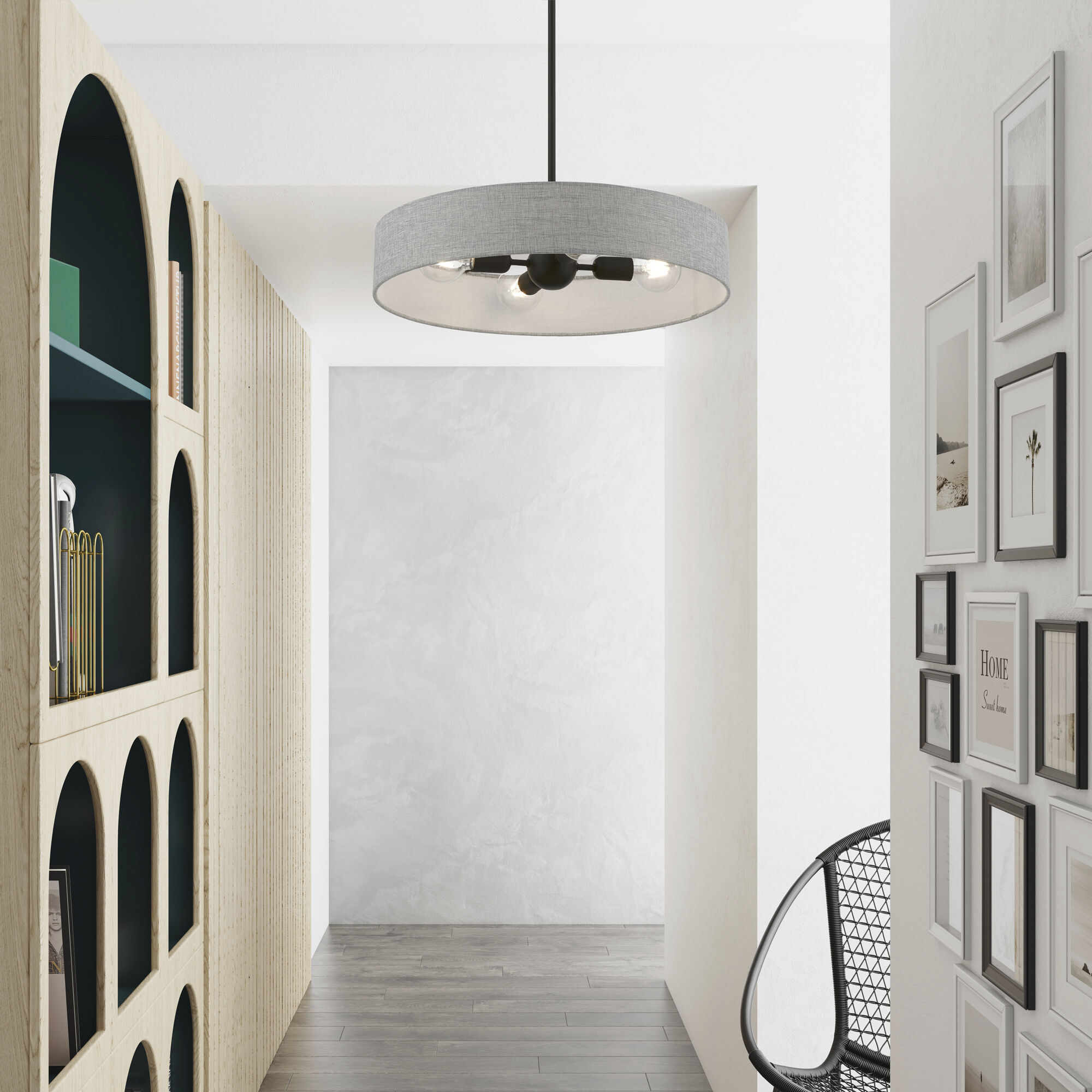 Elmhurst 4 Light 22 inch Black Pendant Ceiling Light, Medium, Drum