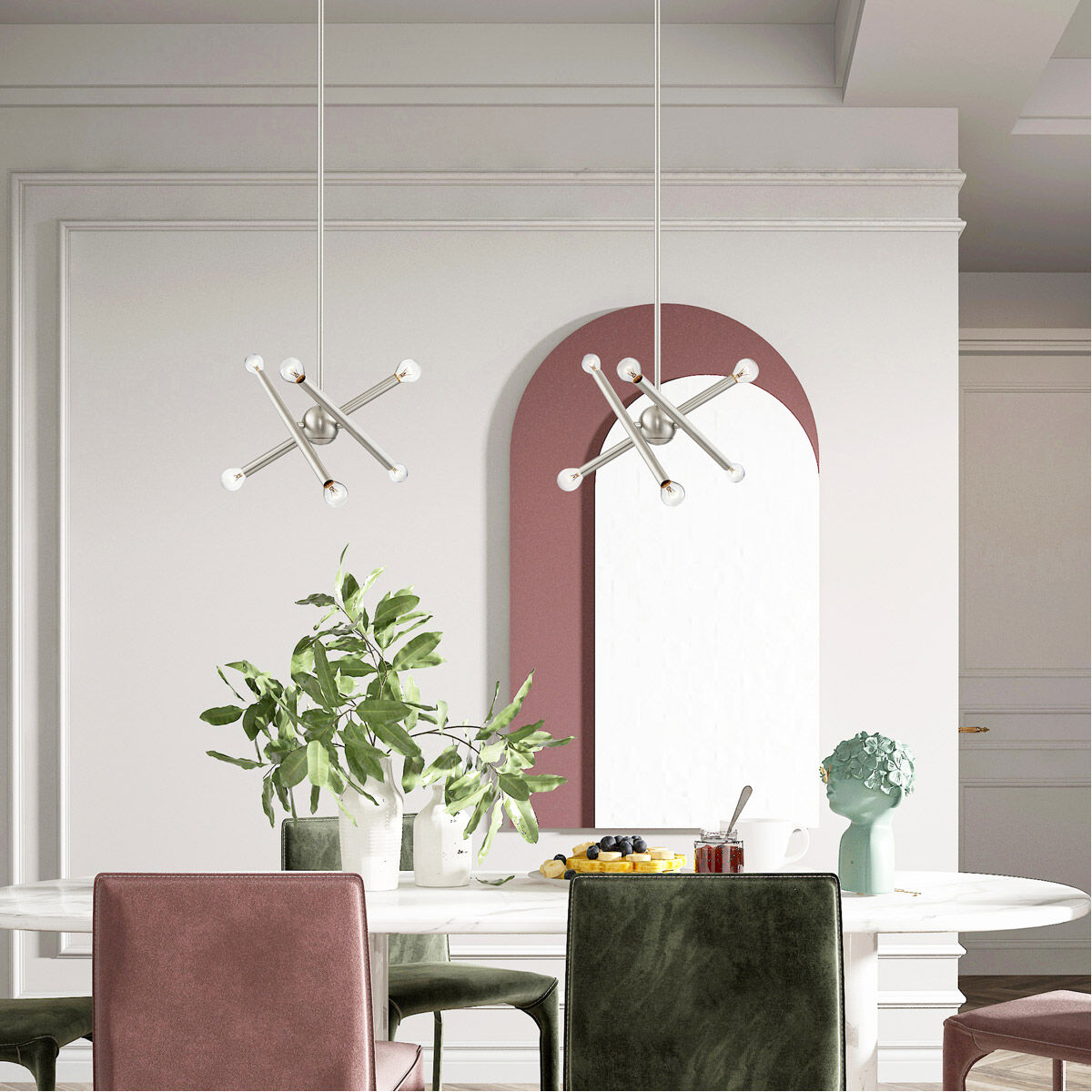 Soho 6 Light 13 inch Brushed Nickel Chandelier Ceiling Light