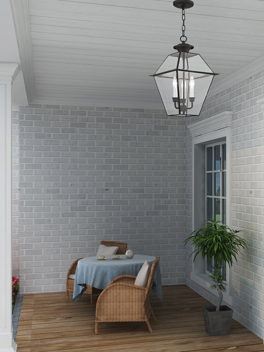 Westover 3 Light 12 inch Black Outdoor Pendant Lantern