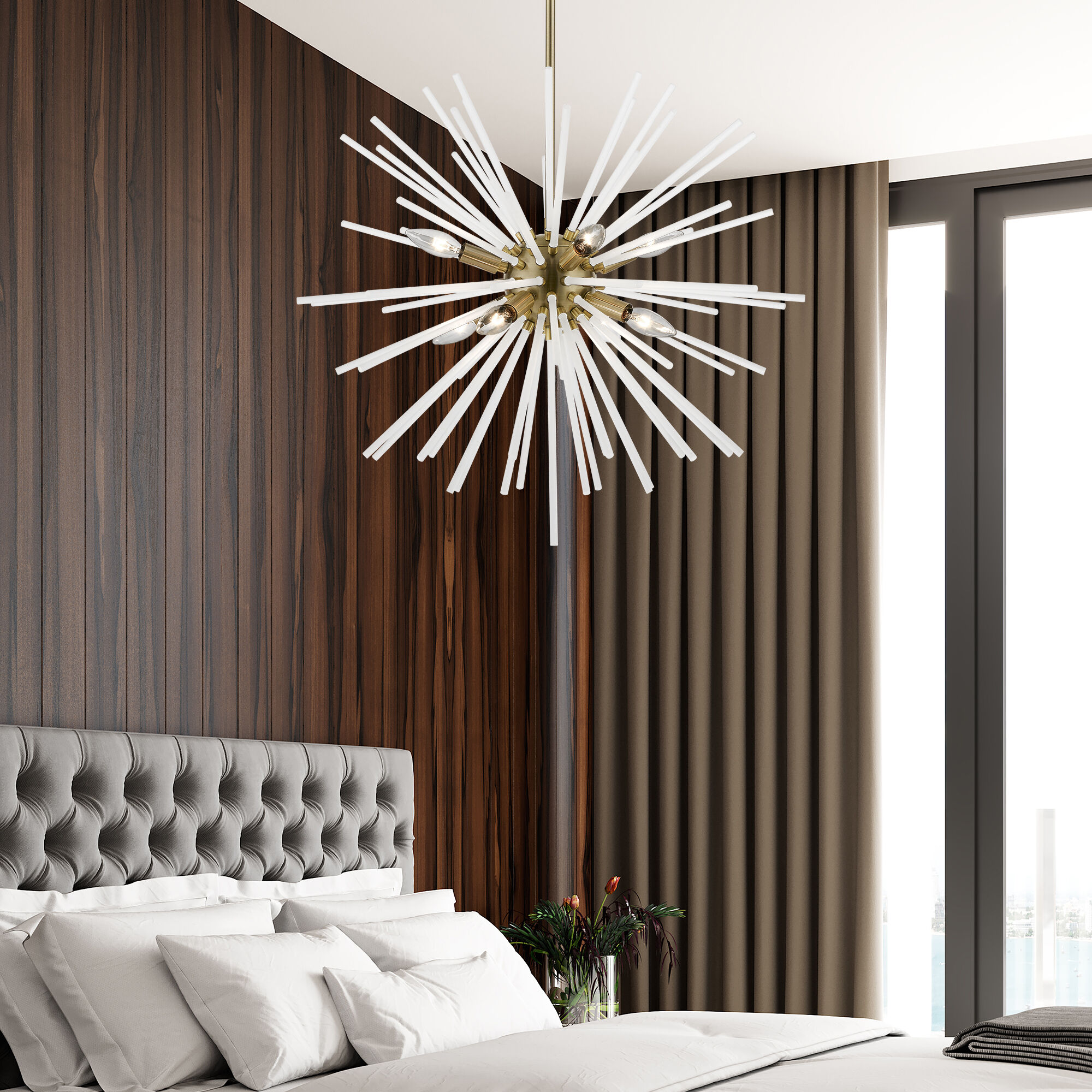 Uptown 8 Light 26 inch Antique Brass Pendant Chandelier Ceiling Light