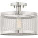 Industro 1 Light 11 inch Brushed Nickel Semi Flush Ceiling Light