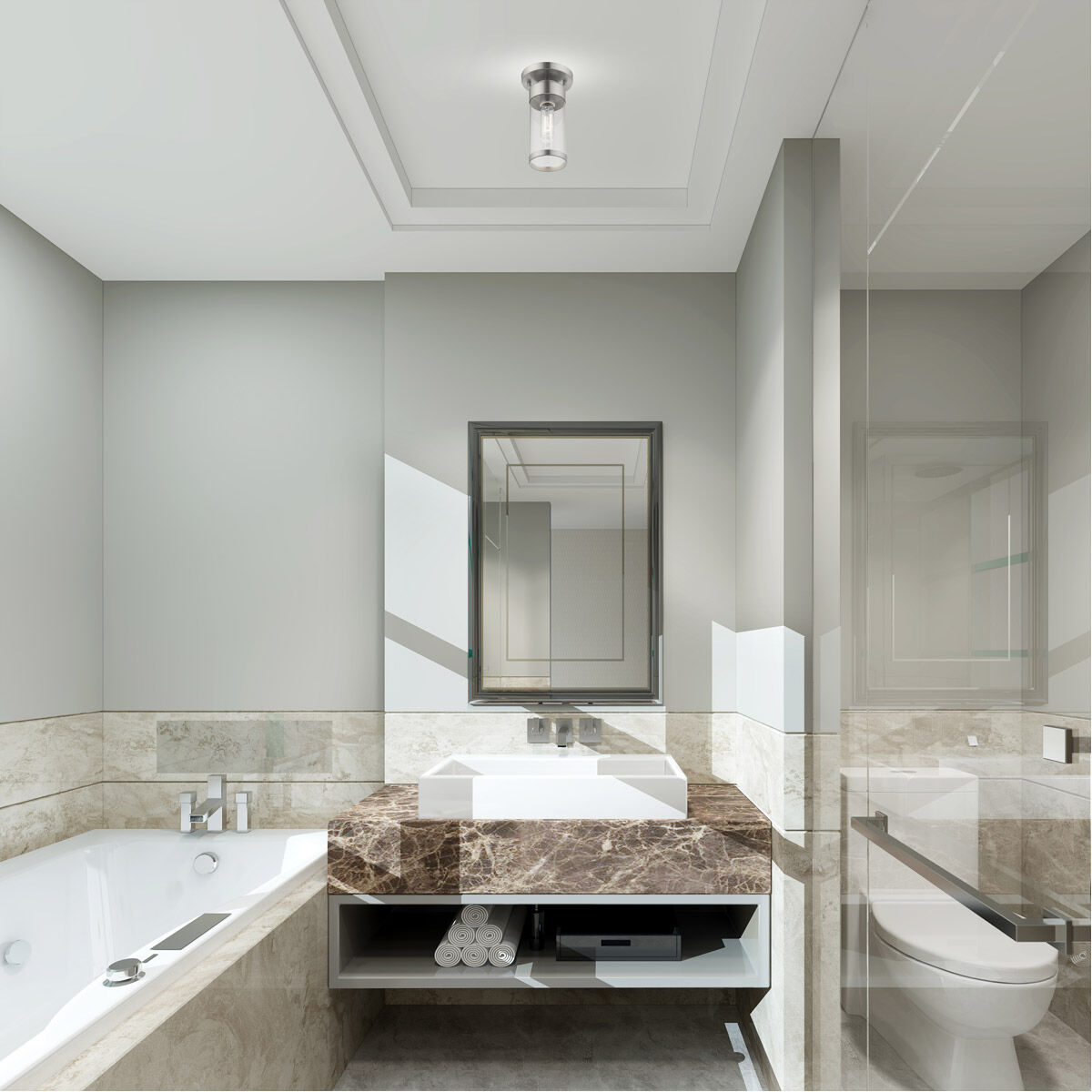 Hillcrest 1 Light 5 inch Brushed Nickel Semi-Flush Mount Ceiling Light