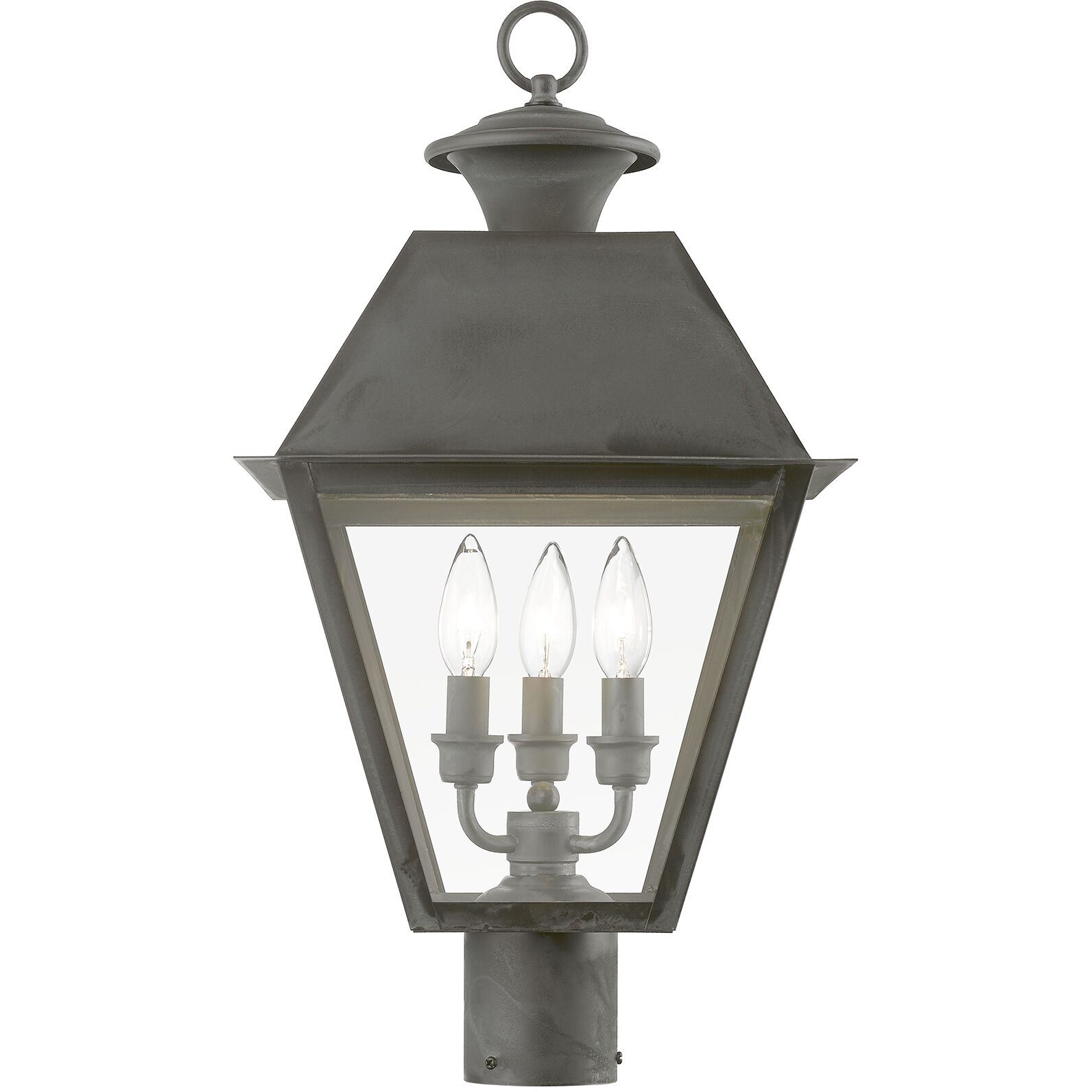 Wentworth 3 Light 22 inch Charcoal Outdoor Post Top Lantern, Large