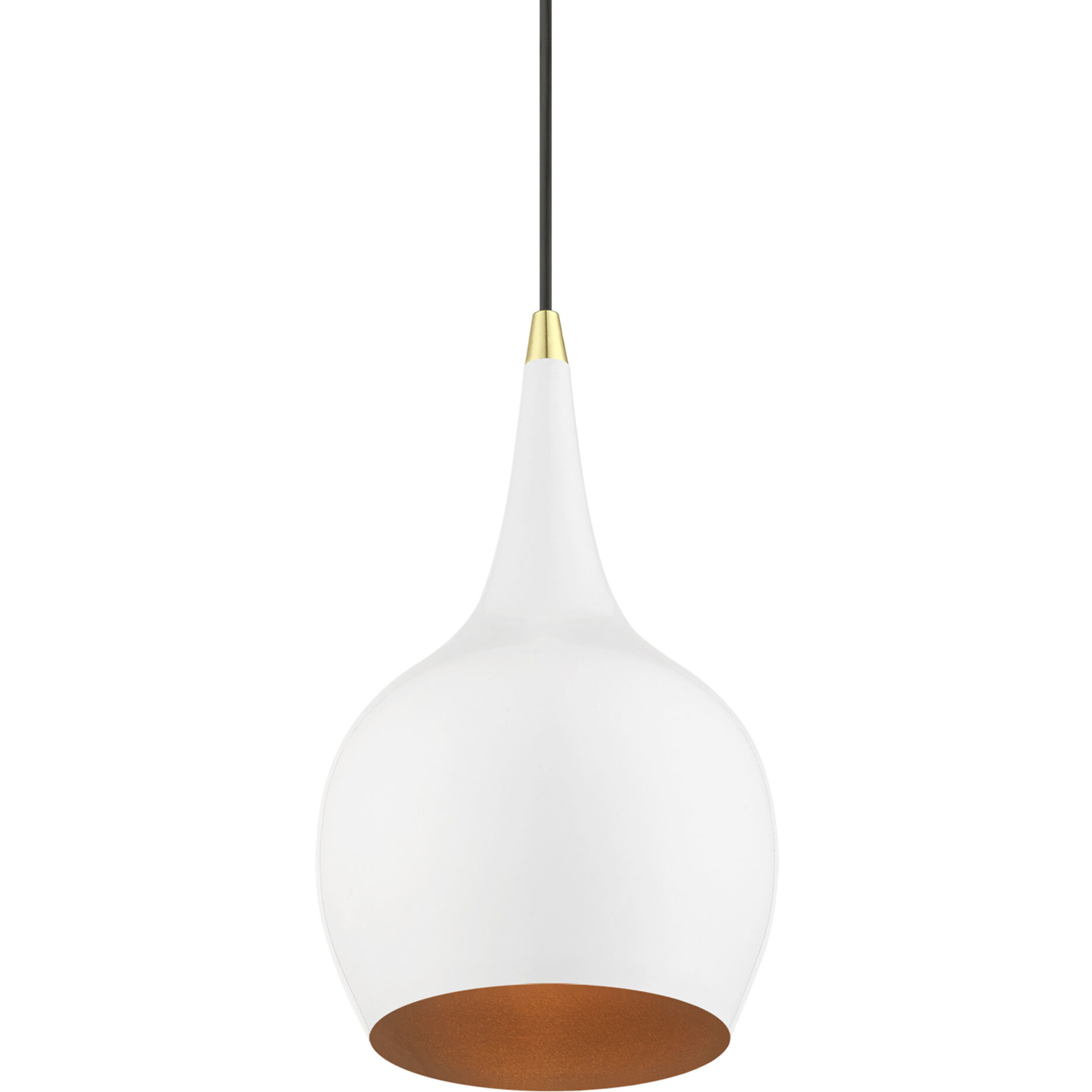 Andes 1 Light 8 inch Shiny White with Polished Brass Accents Mini Pendant Ceiling Light