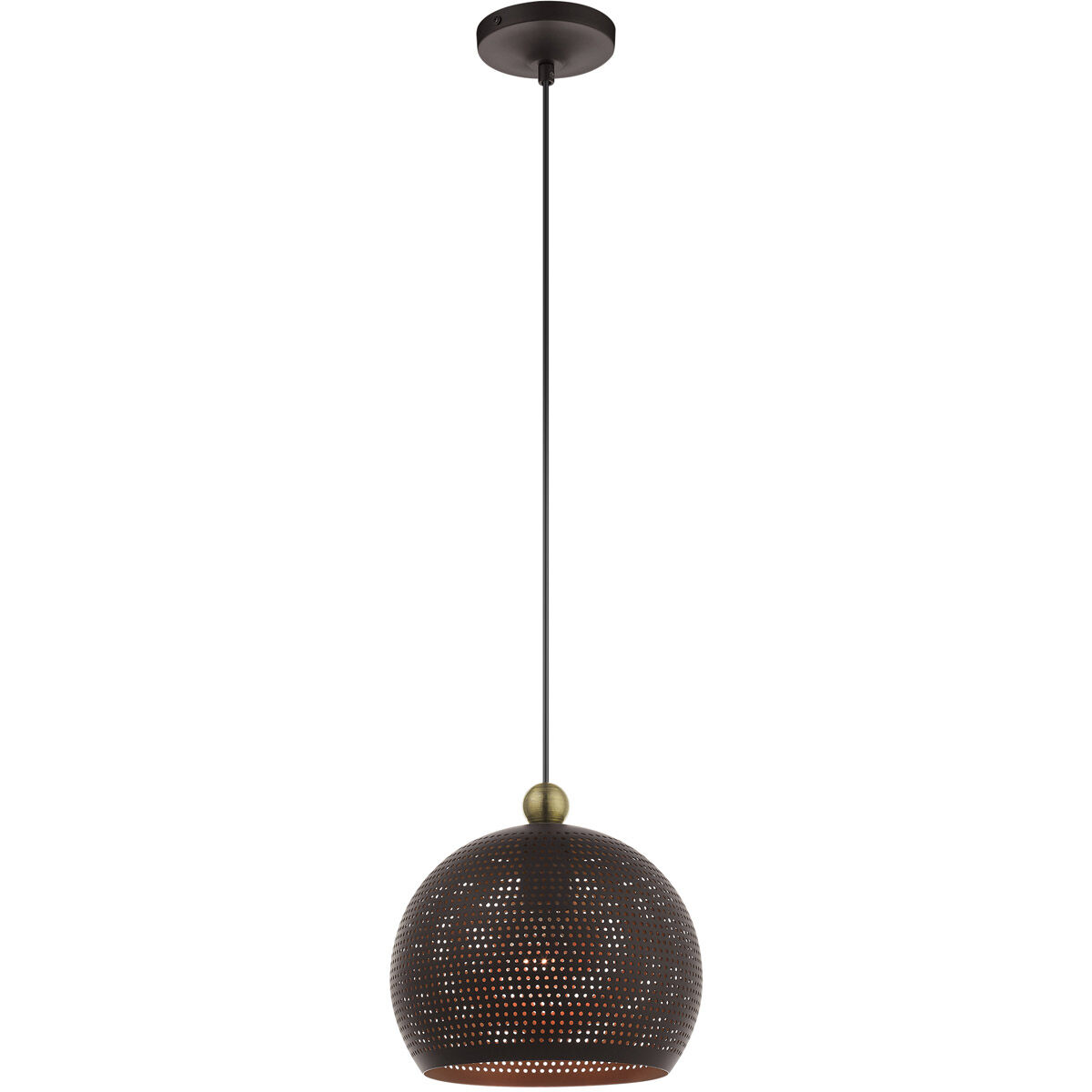 Dublin 1 Light 9.88 inch Bronze with Antique Brass Accents Pendant Ceiling Light
